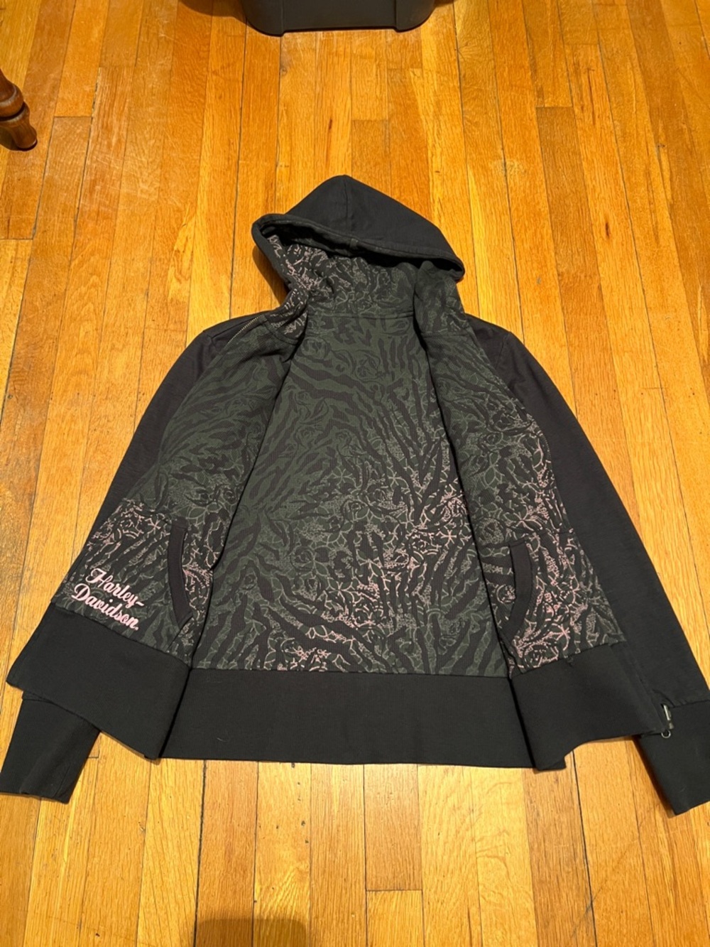 Harley-Davidson Black Hoodie with Pink Script - Picture 6 of 12